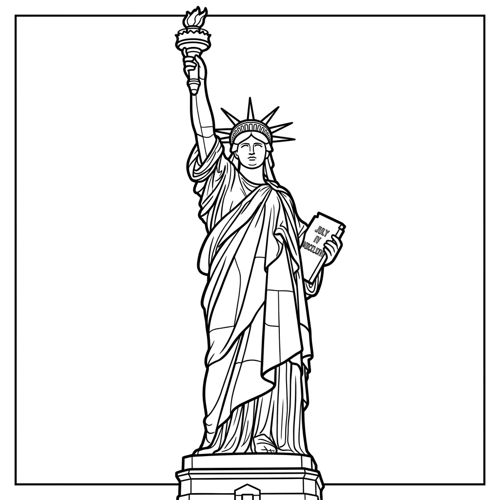 Estatua de la Libertad 13 para colorear para niños para imprimir gratis