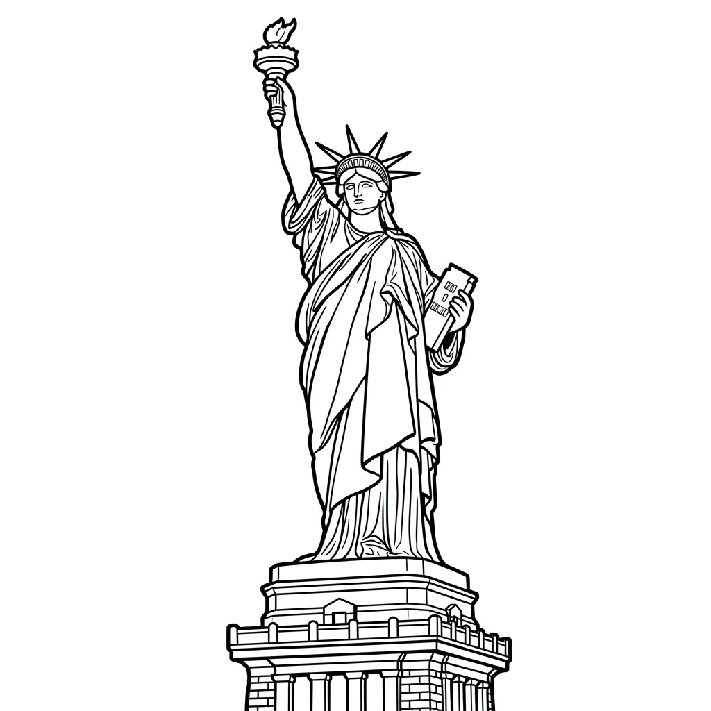 Estatua de la Libertad 14 para colorear para imprimir para niño de 3 años