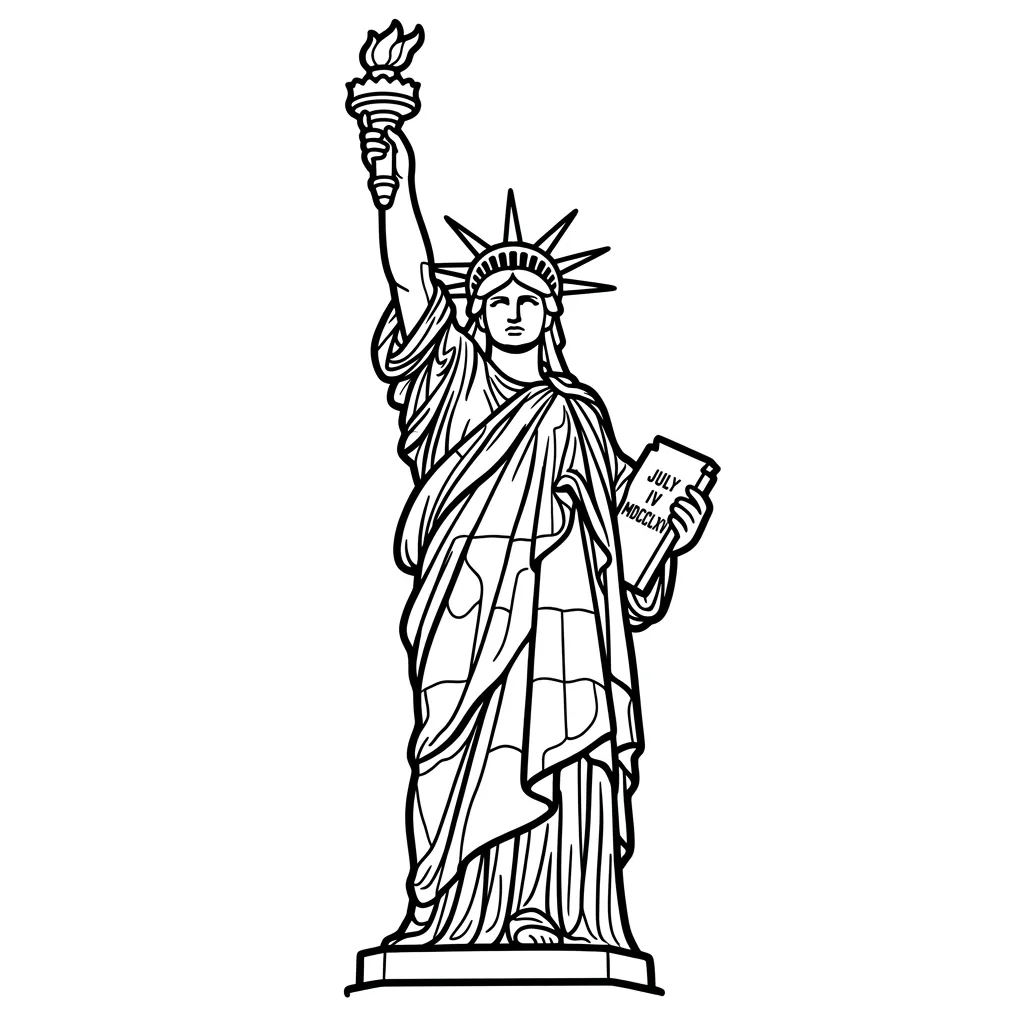 Estatua de la Libertad 2 para colorear para niño de 6 años
