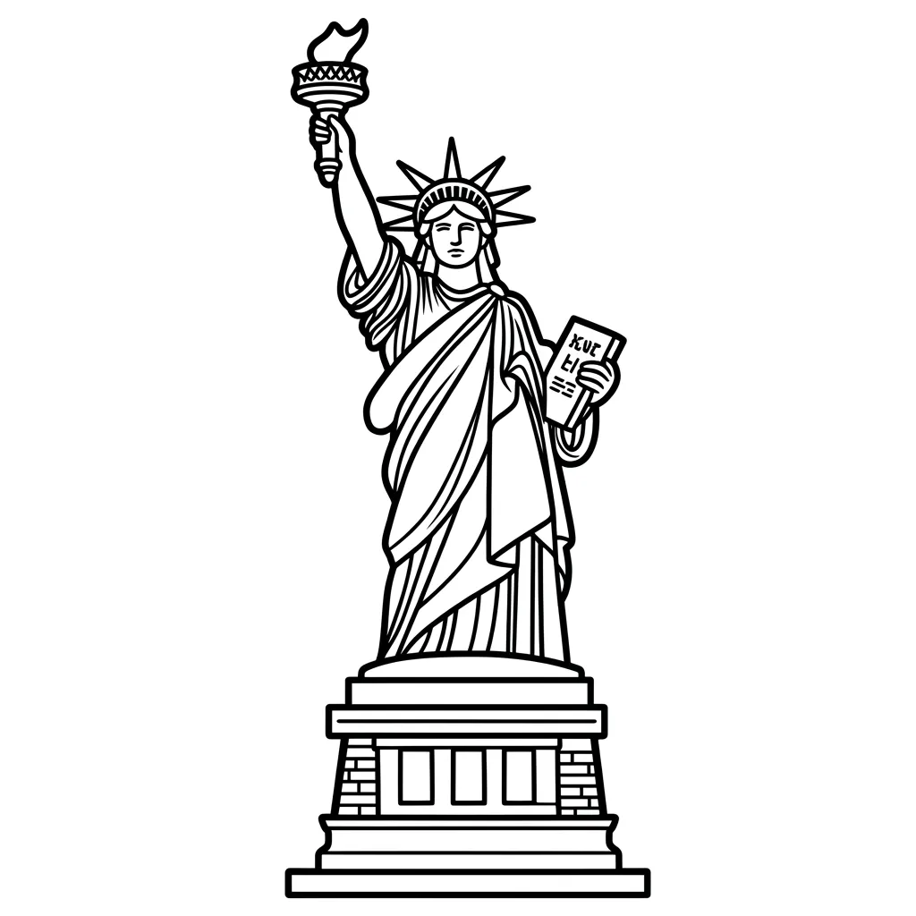Estatua de la Libertad 3 para colorear en línea para niño