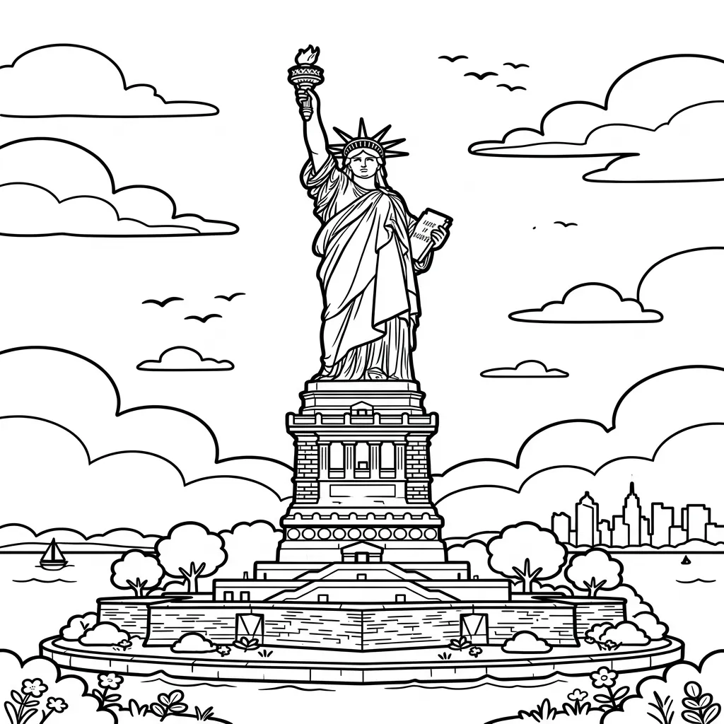 imprimir Estatua de la Libertad 4 para colorear gratis