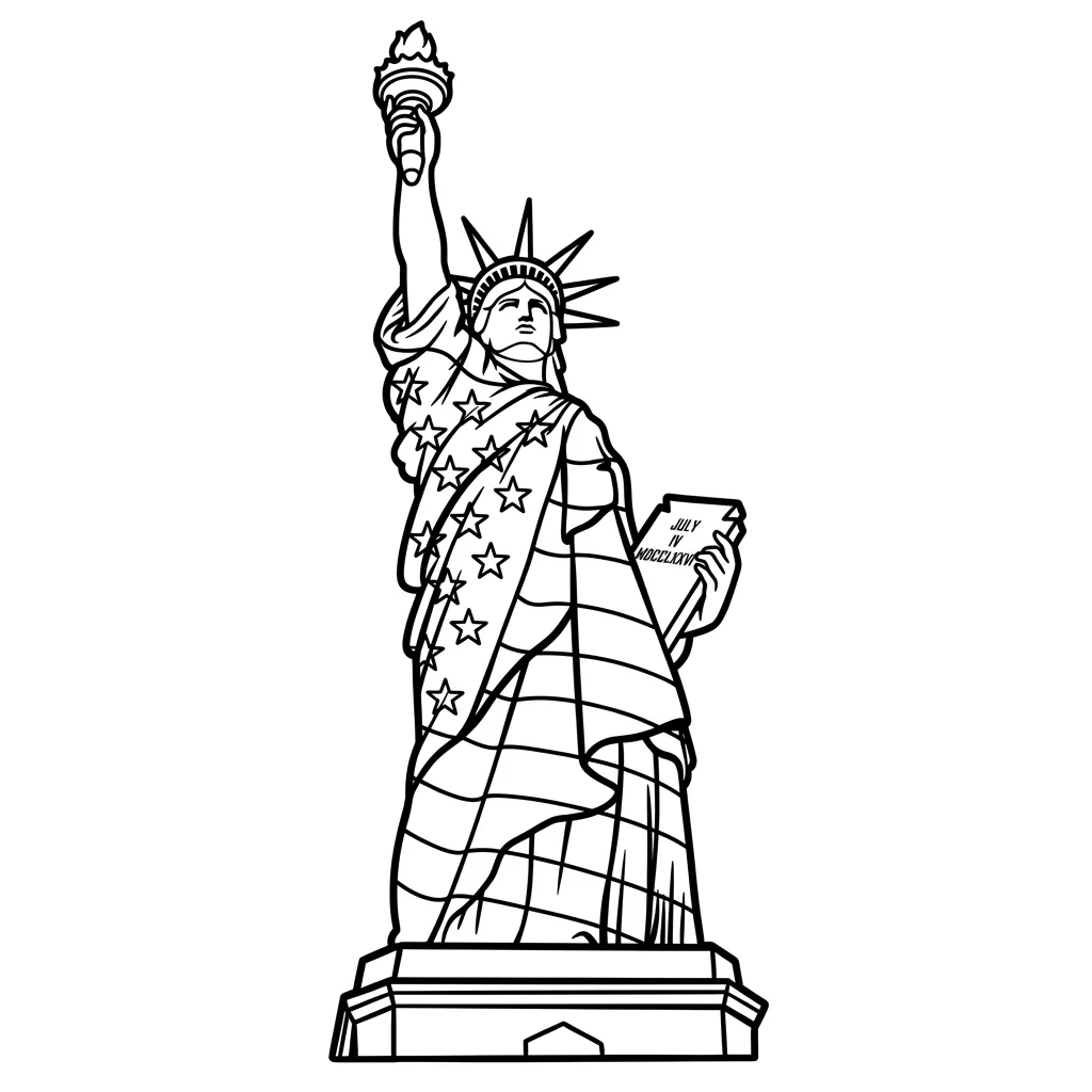 Estatua de la Libertad 8 para colorear para niño
