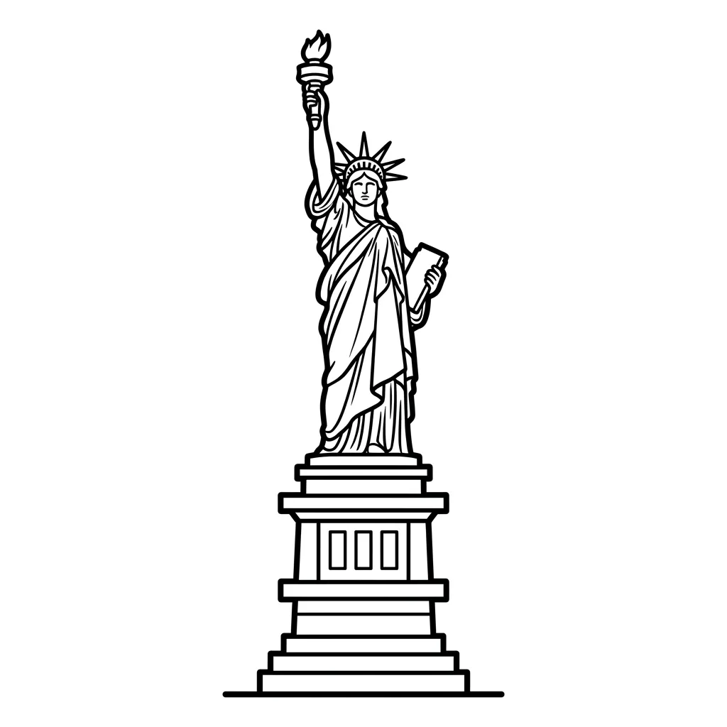 Estatua de la Libertad 9 para colorear para imprimir gratis