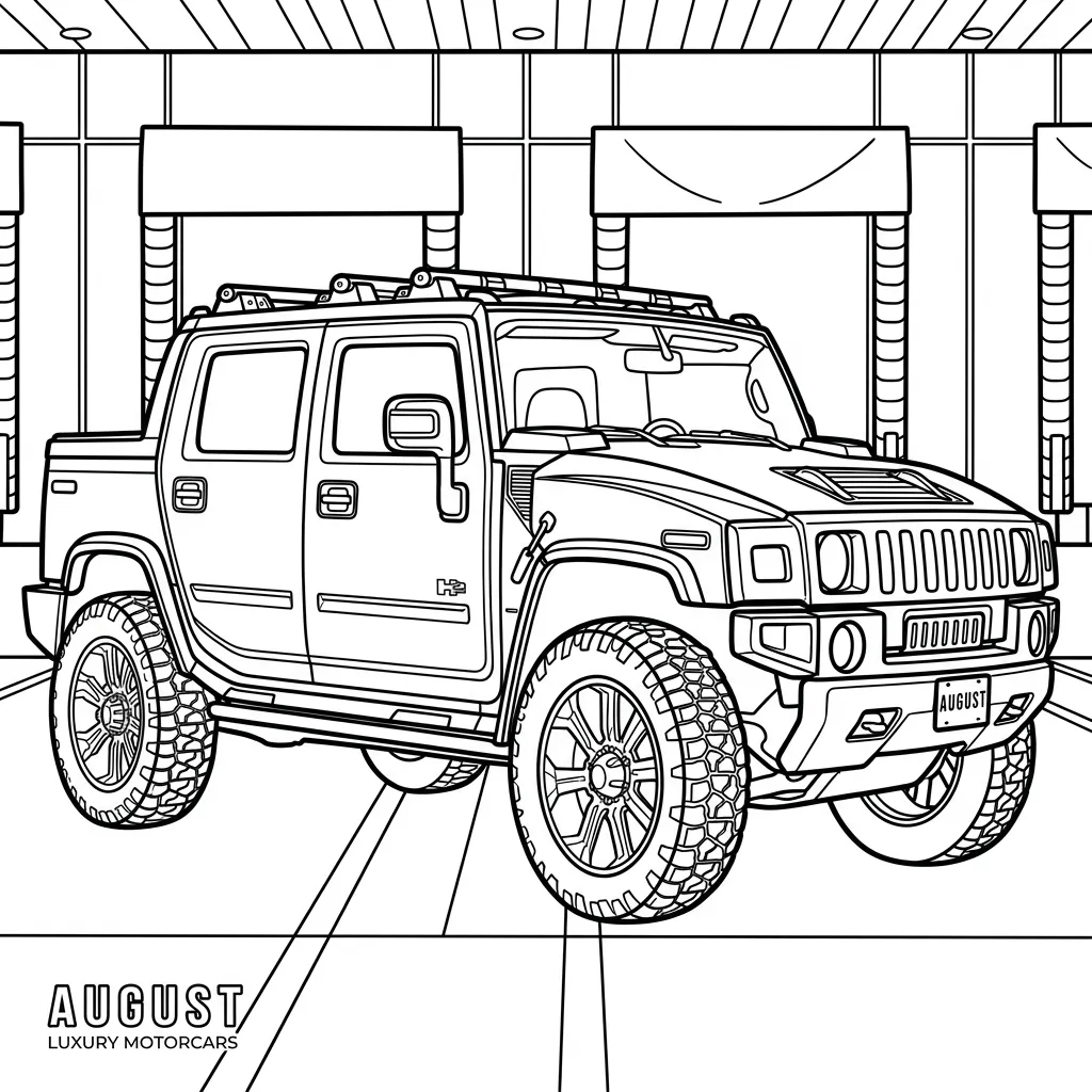 Hummer 13 para colorear para bebé para imprimir