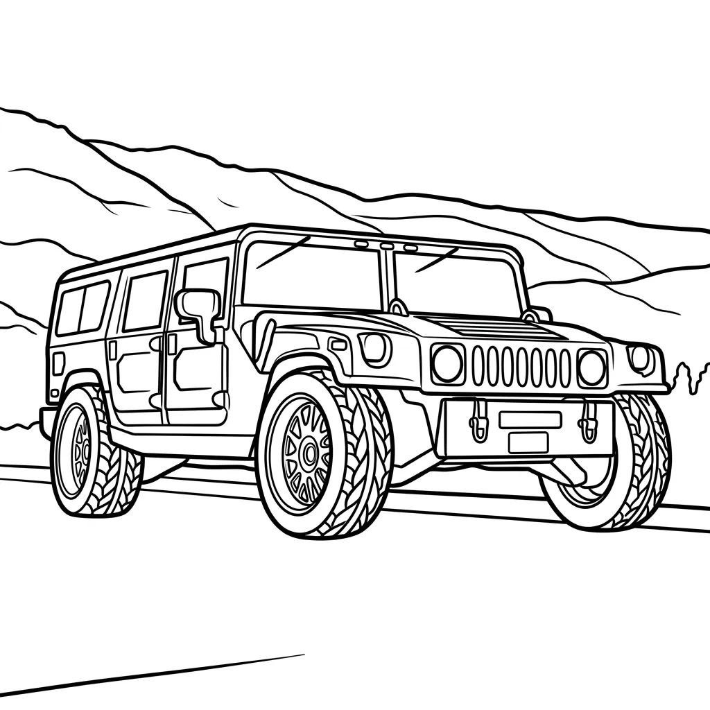 Hummer 14 para colorear para niños para descargar