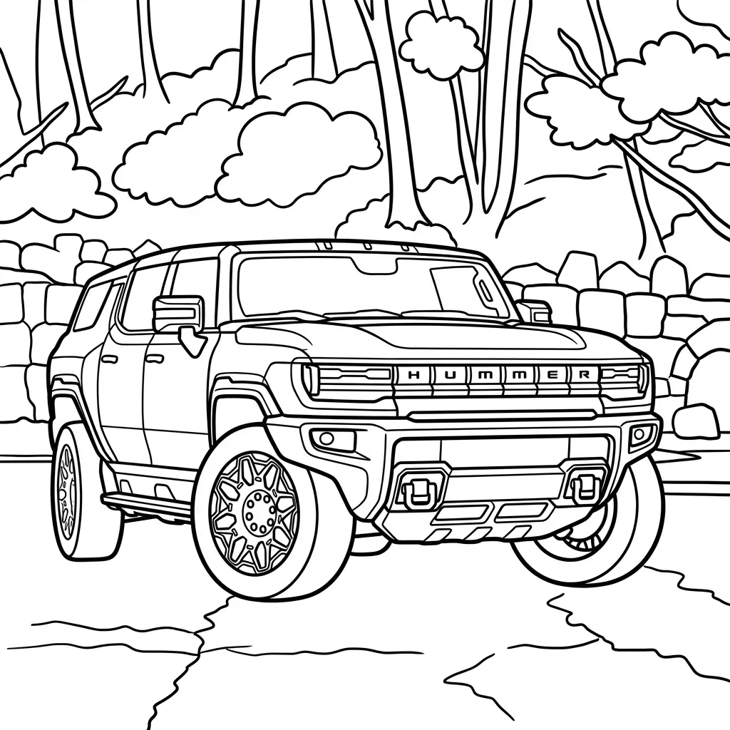 Hummer 3 para colorear para niños