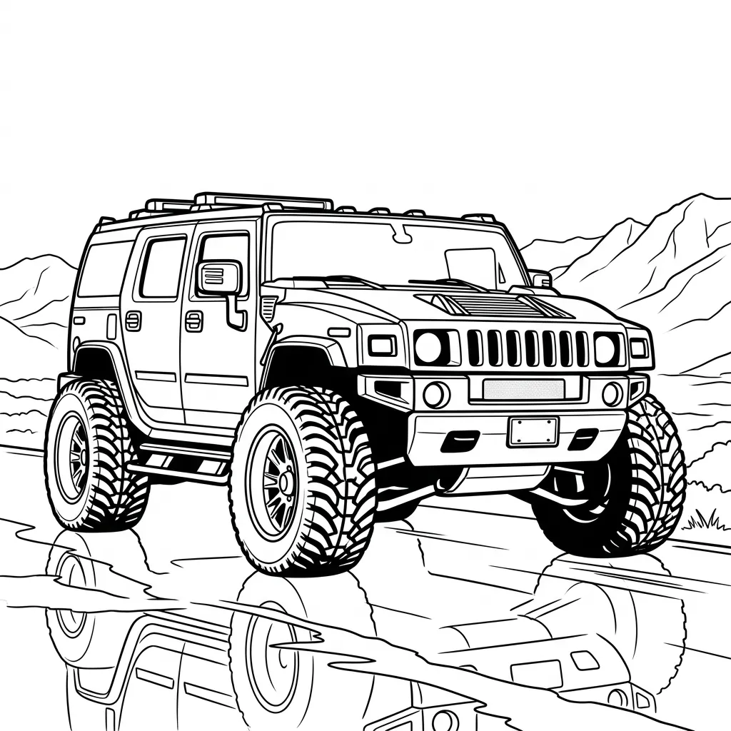 Hummer 4 de niño para colorear para imprimir