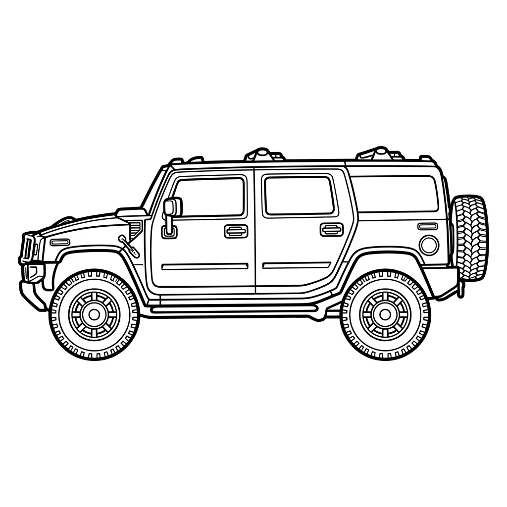 Hummer 8 para colorear para imprimir para niño de 4 años