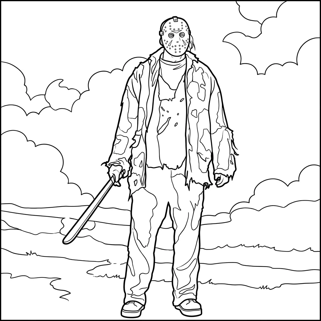 Jason Voorhees 11 para colorear para imprimir para niño de 12 años