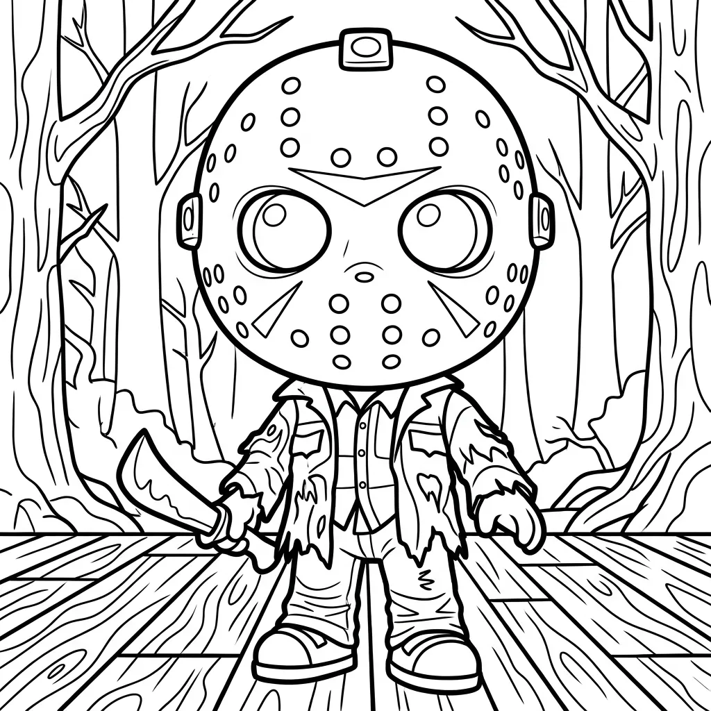 Jason Voorhees 18 para colorear para imprimir para niño de 8 años