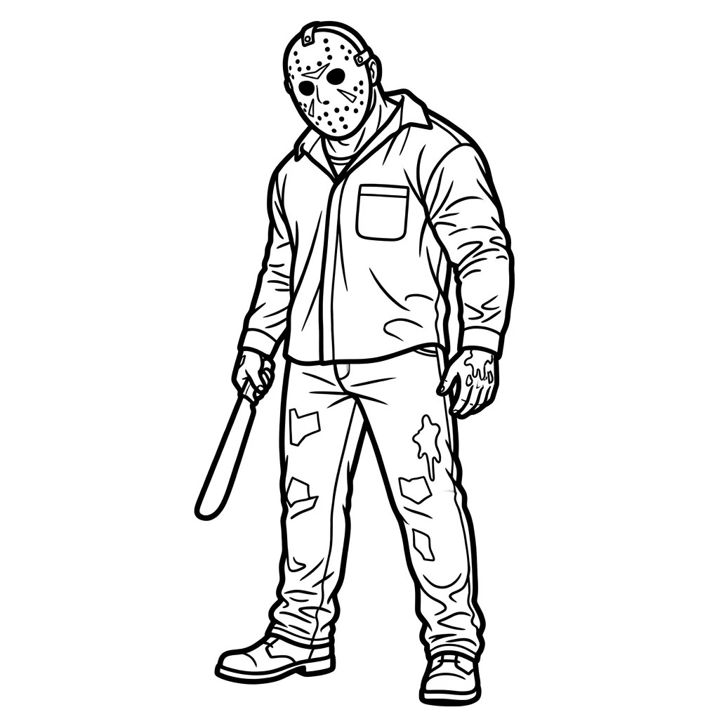 Jason Voorhees 2 para colorear para imprimir kawaii