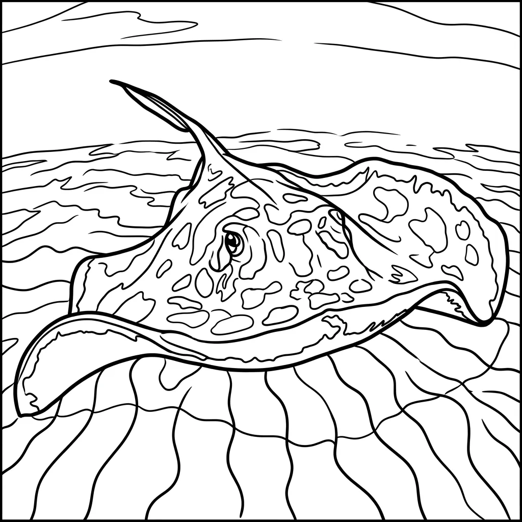 Mantarraya 12 para colorear para niño de 3 años