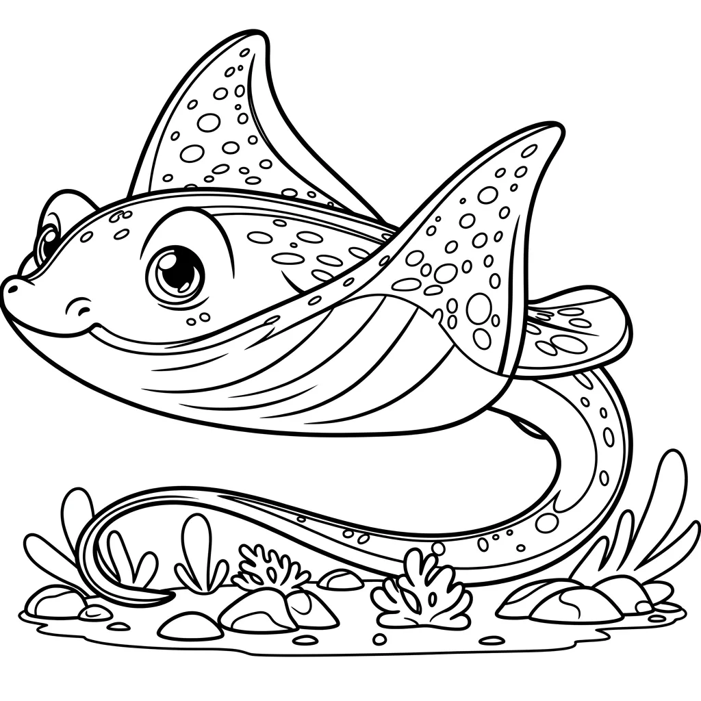 Mantarraya 6 para colorear para niño de 5 años