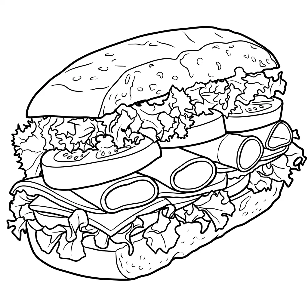 Sandwich 22 para colorear gratis