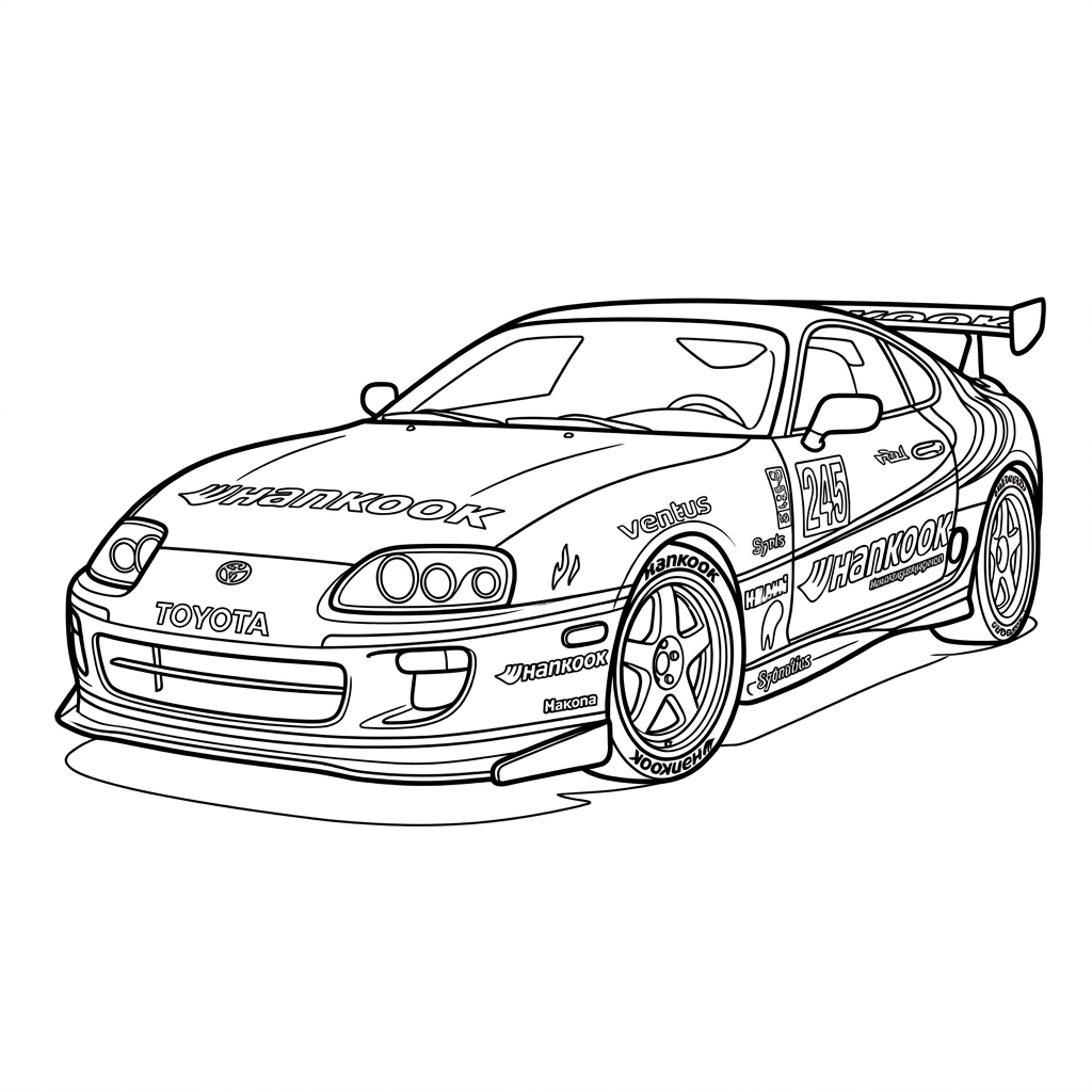 Toyota Supra 12 para colorear para imprimir a4