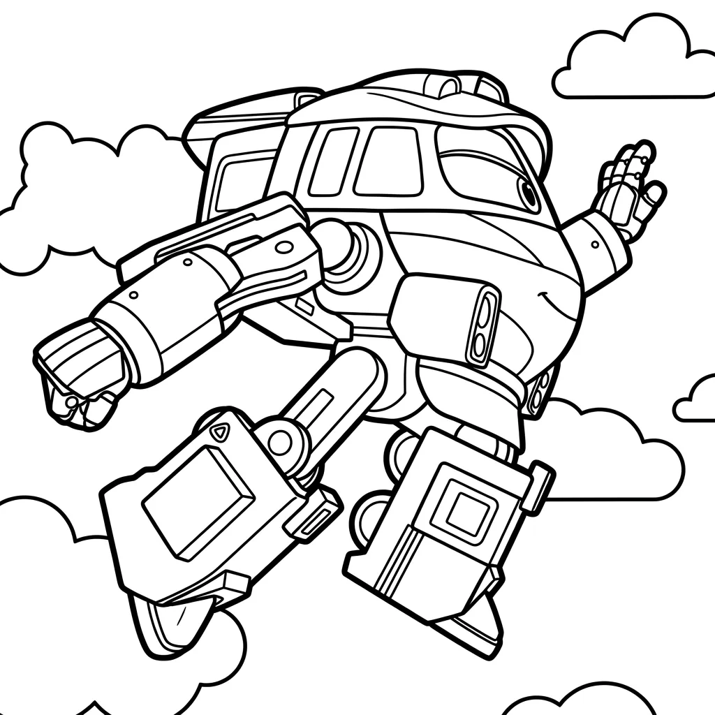 Trenes Robot 7 para colorear gratis