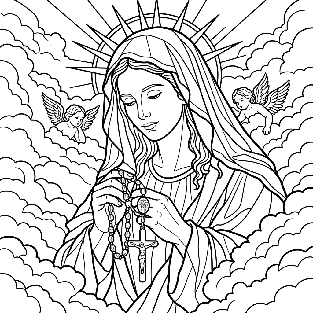 Virgen María 11 para colorear para imprimir pdf