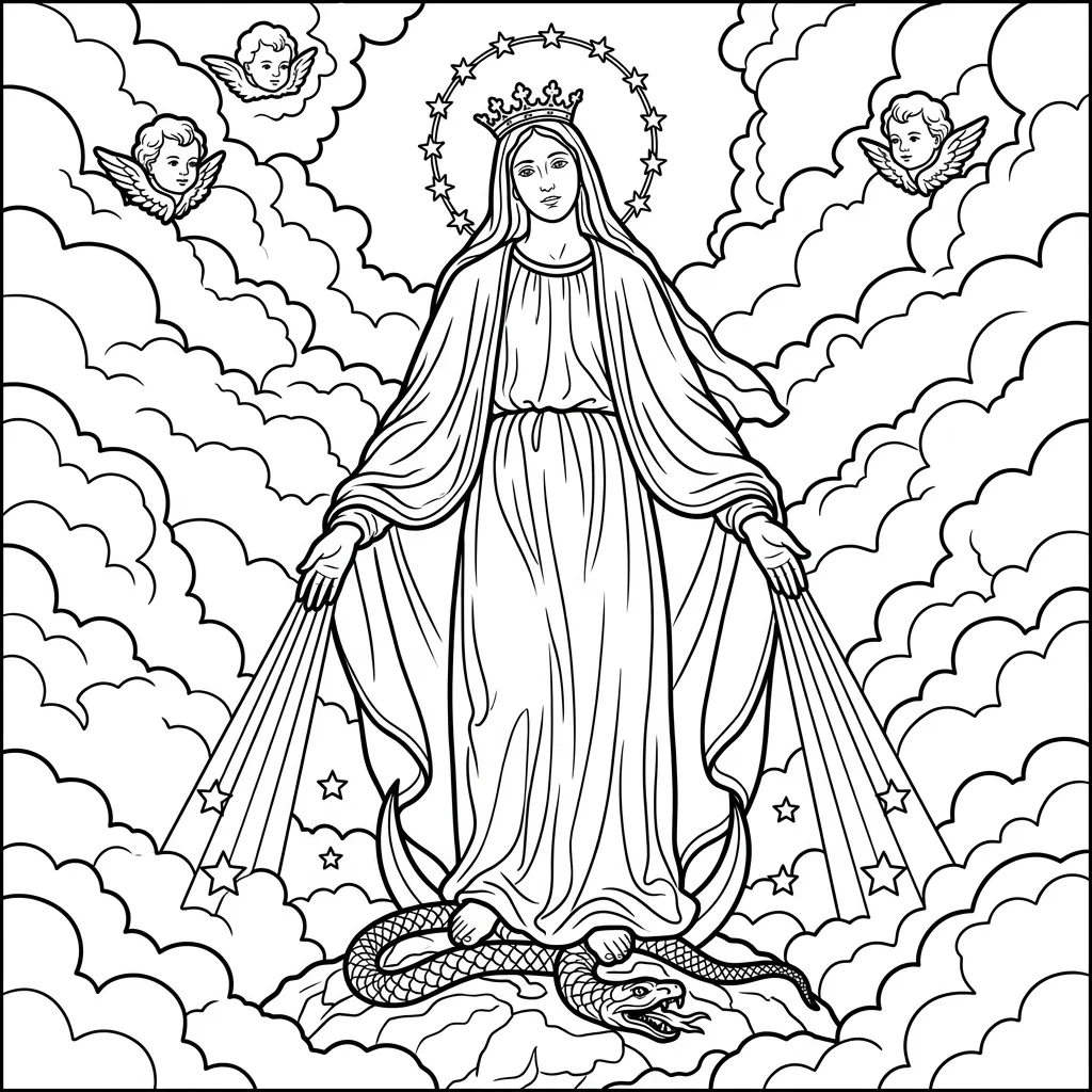 Virgen María 18 para colorear para imprimir para niño de 2 años