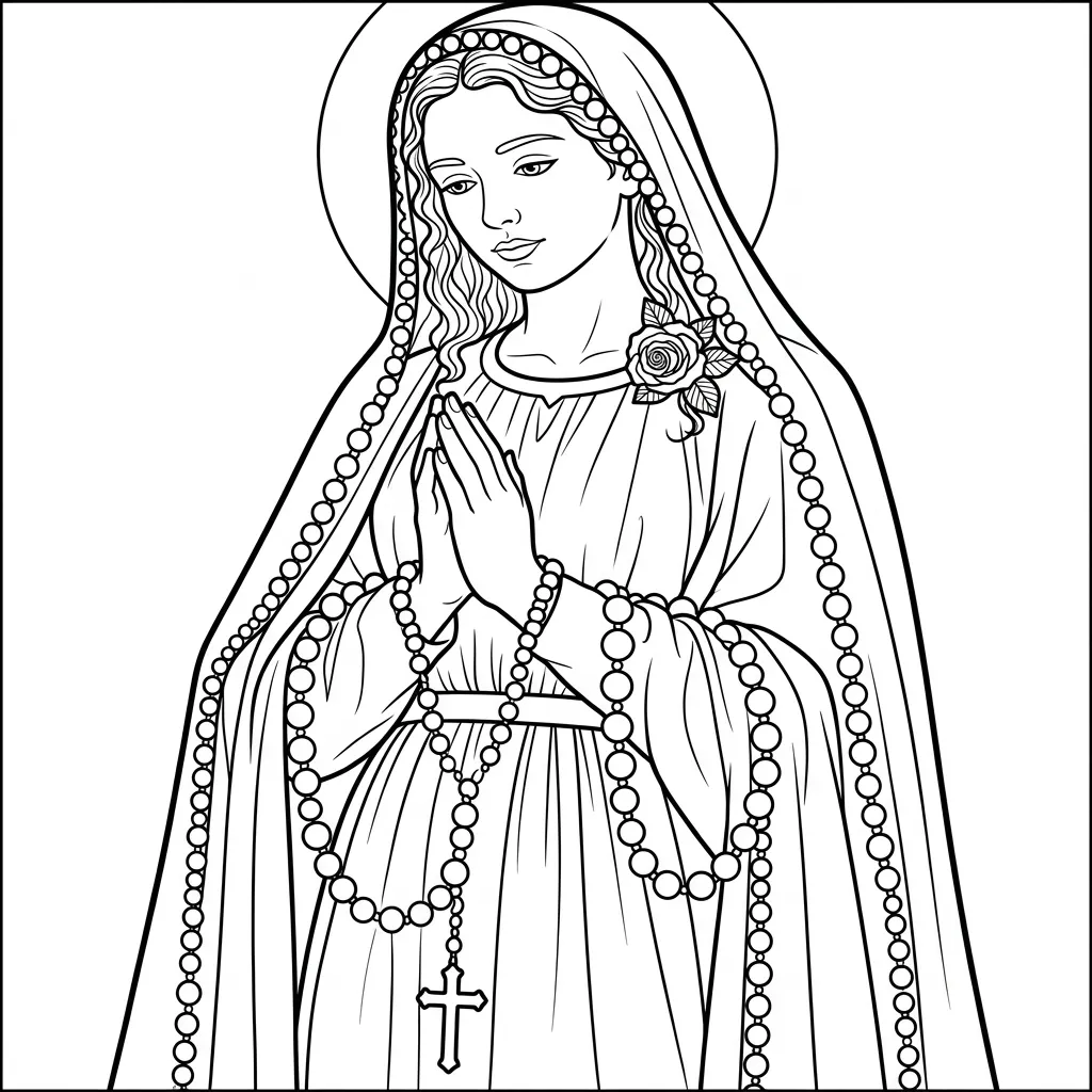 imprimir Virgen María 2 para colorear gratis