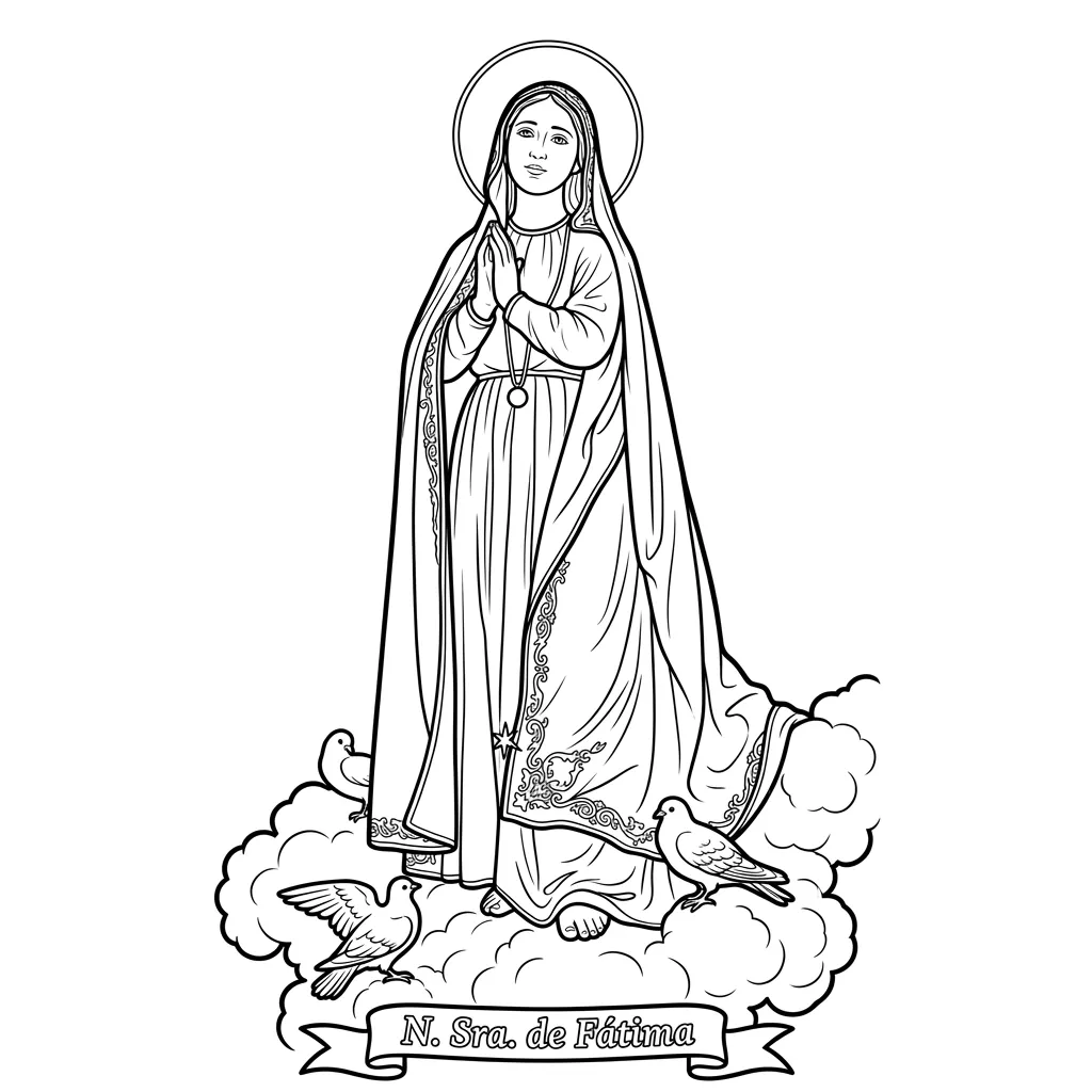 Virgen María 7 para colorear gratis para imprimir