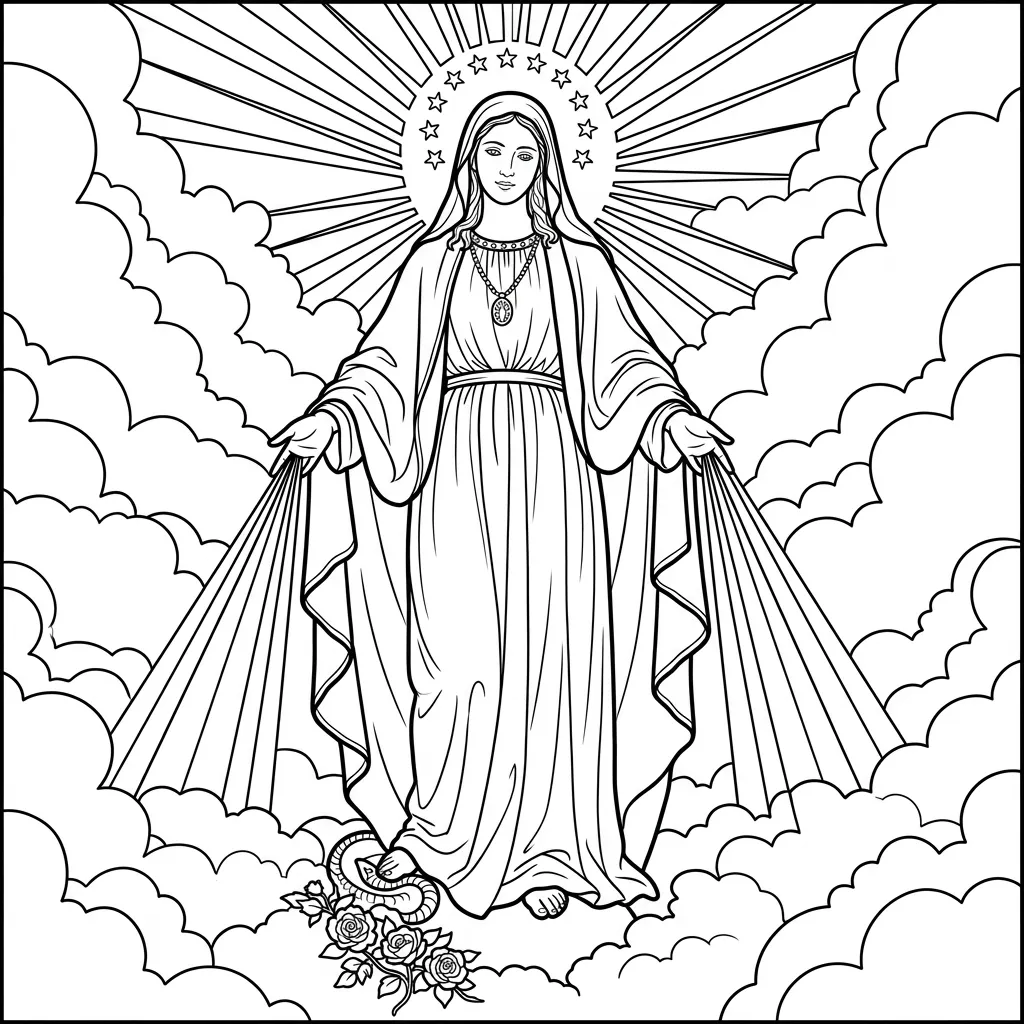 imagen de Virgen María 8 para colorear para niño