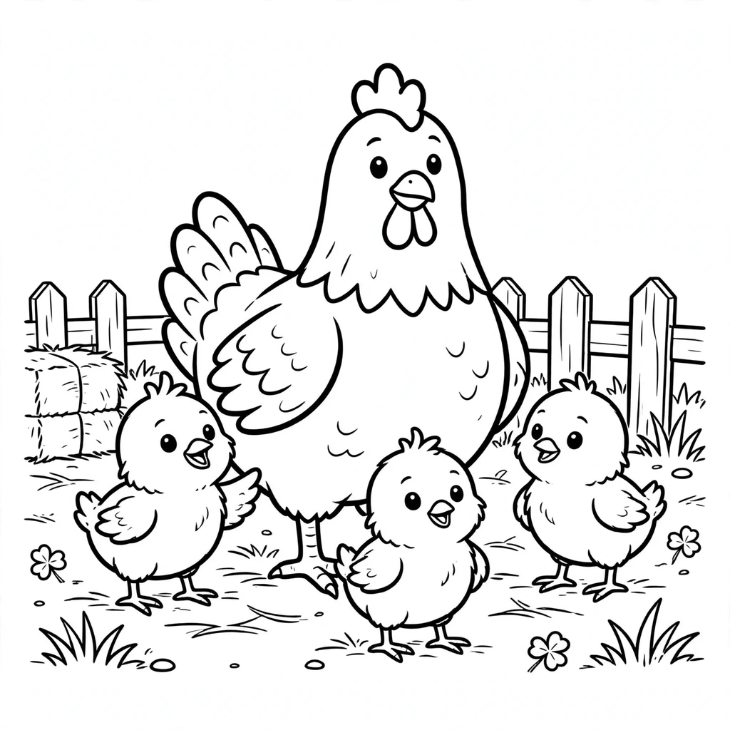 Pollo 16 para colorear para niños